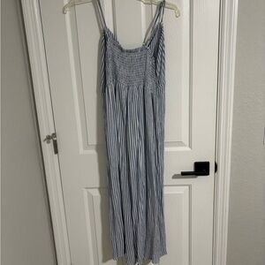 Blue and White Striped Maxi Dress
